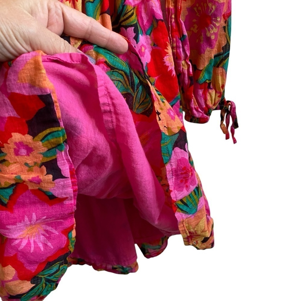 Billabong Heaven Sent Floral Long Sleeve Open Back Mini Dress SZ M - Picture 6 of 11